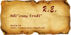 Récsey Ernő névjegykártya